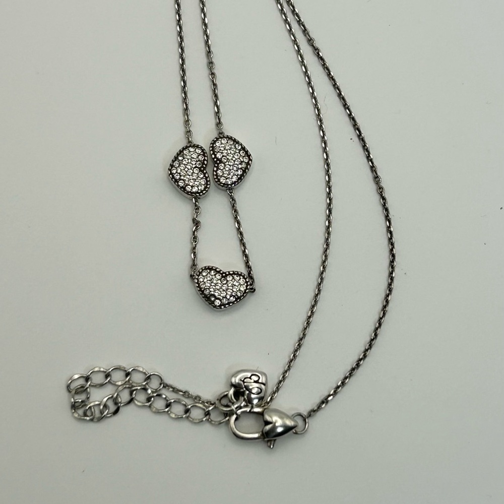 Brighton Celestia Heart Necklace 17" Silver Plated Clear Crystals Retired - Picture 5 of 8